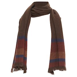 Lemaire-Cachecol listrado de lã de iaque do Tibete feito à mão por Christophe Lemaire-Marrom