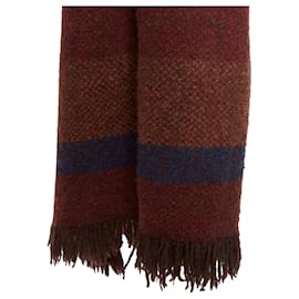 Lemaire-Cachecol listrado de lã de iaque do Tibete feito à mão por Christophe Lemaire-Marrom