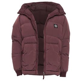 Jaqueta puffer acolchoada de nylon com logo Stone Island em plumas de ganso Roxo
