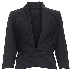 Blazer de lã virgem com pregas contornadas e dart Alexander McQueen Preto