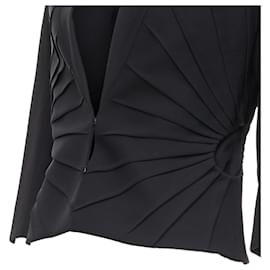 Alexander Mcqueen-Alexander McQueen virgin wool contour pleated dart blazer-Black
