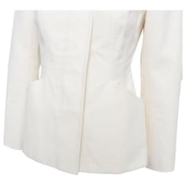 Dior-Christian Dior bar jacket cotton blend canvas contour jacket-White,Cream