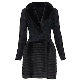 Dior-Christian Dior lamb mink fur silk lined long coat-Black