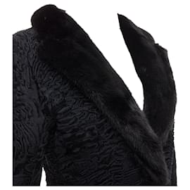 Dior-Christian Dior lamb mink fur silk lined long coat-Black