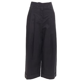 Céline Old Celine phoebe philo cotton high waisted wide pants Black