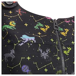 Dior-Christian Dior pixel zodiac astrology jacquard zip mini dress-Black