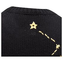 Dior-Christian Dior pixel zodiac scorpio wool cashmere cropped sweater-Black