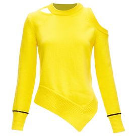 Asymmetrischer kalter Schulterpullover aus Wollmischung von Alexander McQueen Gelb