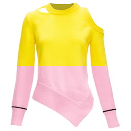 Alexander Mcqueen-Alexander McQueen wool blend asymmetric cold shoulder sweater-Yellow