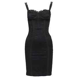 Dolce & Gabbana-Dolce Gabbana lace bustier corset exposed boning cocktail dress-Black