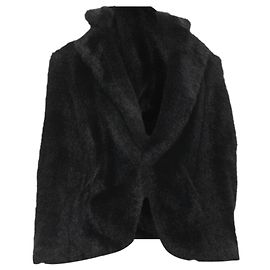 Junya Watanabe faux fur clear pvc insert blazer coat Black