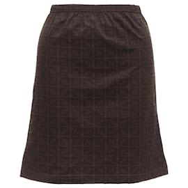 Fendi-Fendi mare ff zucca logo monogram a-line skirt-Brown
