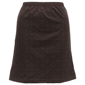 Gonna A-line in monogramma Fendi Mare FF Zucca Marrone