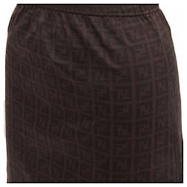 Fendi-Fendi mare ff zucca logo monogram a-line skirt-Brown