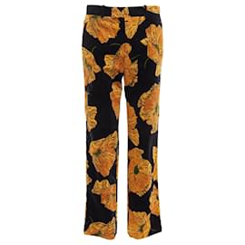 Gucci-Gucci alessandro michele floral velvet straight pants-Black