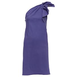 Lanvin-Lanvin linen one shoulder ruffle dress-Purple
