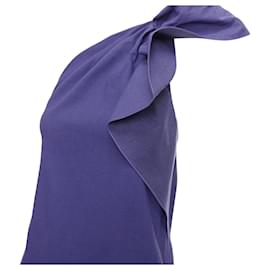 Lanvin-Lanvin linen one shoulder ruffle dress-Purple