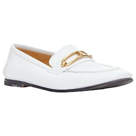 Hermès-Hermes Colette Goat Leather Plated Roulis Buckle Loafers-White