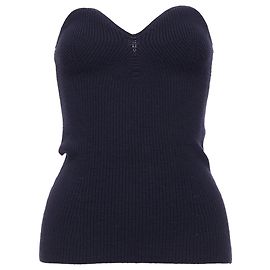 Prada Contour Ribbed Knit Boned Strapless Bustier Top Black