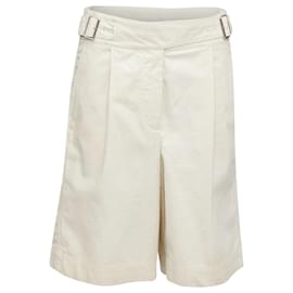 Bermuda de algodão e linho com pregas e cinto fivela Acne Studios Branco Cru