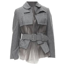 Comme Des Garcons Jaqueta de tule desconstruída com cinto da Comme des Garçons Cinza