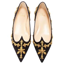 Christian Louboutin-Christian Louboutin suede leather pointy flats-Black