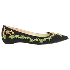 Christian Louboutin-Ballerines pointues en cuir suédé Christian Louboutin-Noir