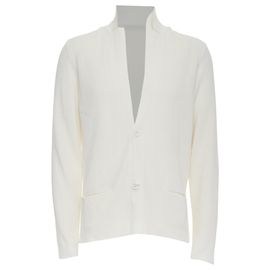Blazer de algodón con solapa delgada, botones y bolsillos de Lanvin Blanco Crudo