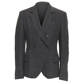 Haider Ackermann Linen Double Breasted Blazer Jacket Grey
