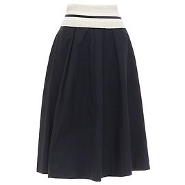 Brunello Cucinelli Cotton Blend Foldover Waist Midi Skirt Black
