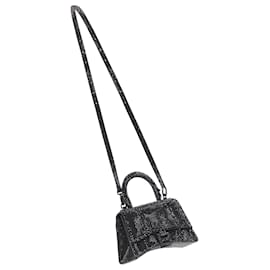 Balenciaga-Balenciaga Demna Hourglass XS Strass Crystal Leather Crossbody Bag-Black