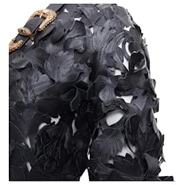 Alexander Mcqueen-Alexander Mcqueen Floral Laser Cut Leather Jacket-Black