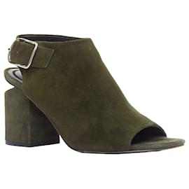 Autre Marque-Alexander Wang Suede Silver Cut Out Open Toe Heels-Green
