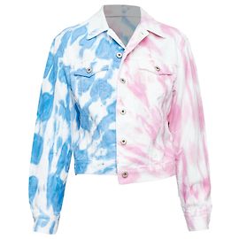 Loewe Paula's Ibiza tie dye split denim jacket Pink