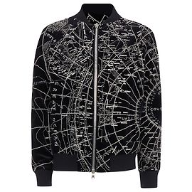 Giacca bomber in velluto con ricamo di perline di cristallo Balmain Nero