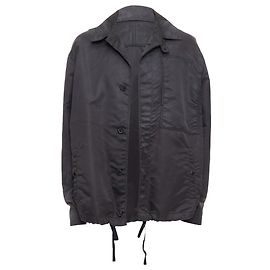 Lanvin Distressed Nylon Buttons Drawstring Anorak Black