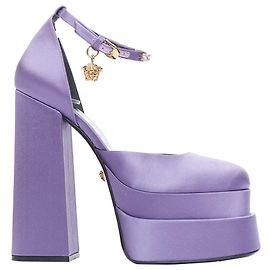 Versace Aevitas Satin Crystal Medusa Platform Purple