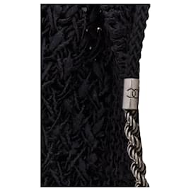Chanel-Chanel cotton blend cc chain link open knit cardigan-Black