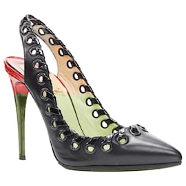 Christian Louboutin-Pompes à talons hauts à bride sling en détail tissé d'Christian Louboutin-Noir