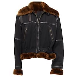 Jean Paul Gaultier-Jean Paul Gaultier Homme Faux Fur Aviator Flight Jacket-Black