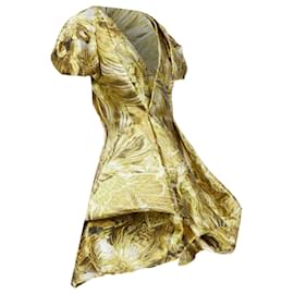Alexander Mcqueen-Alexander McQueen angels demons gold medieval jacquard dress-Golden,Metallic