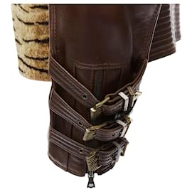 Versace-Gianni Versace S&M Bondage Buckle Tiger Bomber Jacket-Brown