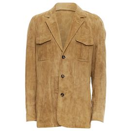 Alfred Dunhill Dunhill Echtes Wildleder Lammleder Utility Blazer Jacke Braun