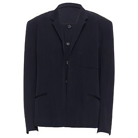Yohji Yamamoto Wool Double Collar Deconstructed Blazer Black