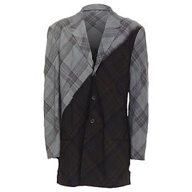 Yohji Yamamoto Gradient Check Print Blazer Grey