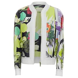 Versace-Versace Runway Leather Geometric Tropical Print Bomber-White