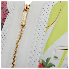 Versace-Versace Runway Leather Geometric Tropical Print Bomber-White