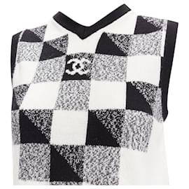 Chanel-Chanel cashmere graphic check cc logo sweater vest-Black