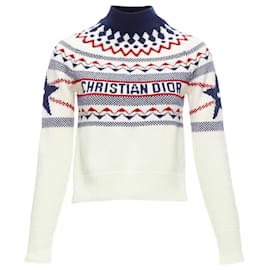 Dior-Christian Dior Dioralps Wool Cashmere Fairisle Sweater-White,Cream