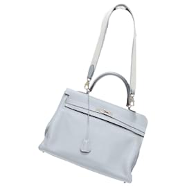 Hermès-Hermes Kelly Clemence Sports Canvas Strap Satchel Bag-Blue